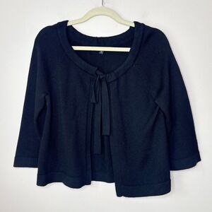 Semantiks Merino Wool Tie Front Knit Cardigan Sweater Black Womens Medium Winter